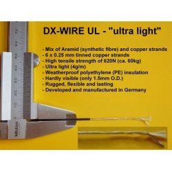 LINKA ANTENOWA UL DX-WIRE - MIEDŹ CYNOWANA 0.3/ mm² + WŁÓKNO ARAMIDOWE W IZOLACJI PE UV ( cena za 1m )